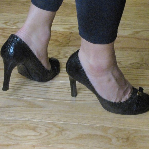 NEW Tory Burch Marie 4" Black Nappa Italian Leather Heel with Bow 9.5 - Picture 5 of 14
